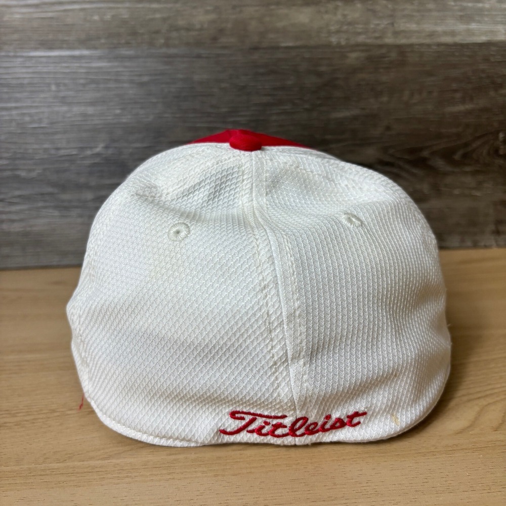 Titleist Hat Cap Fitted S/M Red Golf Golfing Script Breathable - Picture 5 of 11